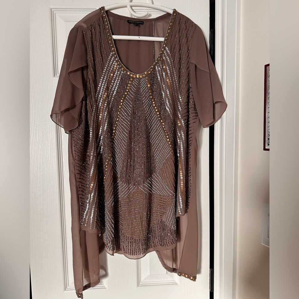 Alberto Makali sheer beaded top